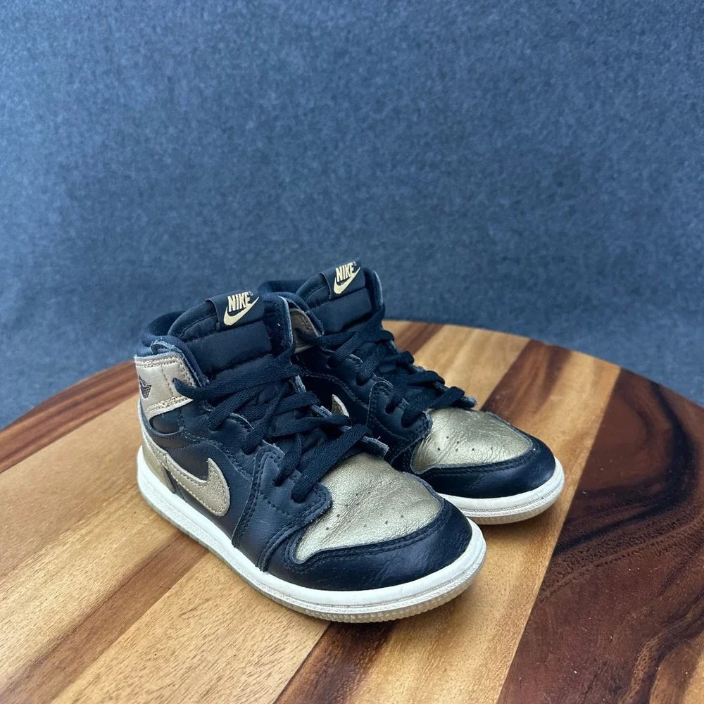 Jordan Air Jordan 1 Retro High OG (TD) Black/Gold Toddler 10C Leather FD1413-071